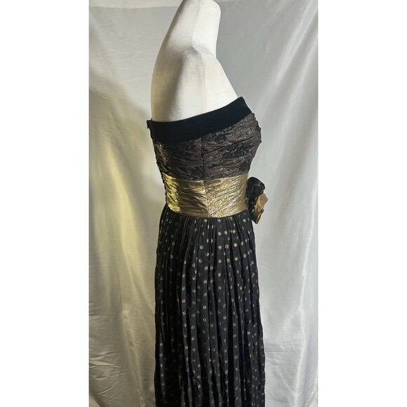 Escada Tulle Black & Gold Dress Gown Silk & Gold Metallic Thread Size 36 - Picture 2 of 5